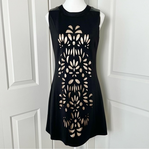 Papillon Dresses & Skirts - Papillon Black Dress with Laser Floral Cutouts - LBD, Mini, A-line, Size Small
